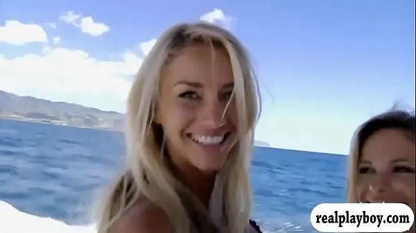 Best Badass babes swam in shark cage and snowboarding while naked cool Videos