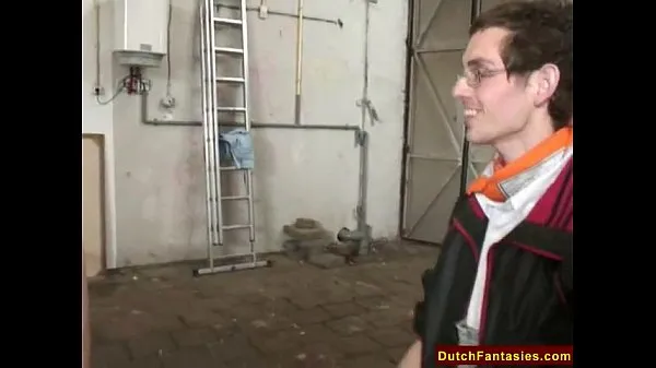 Beste Dutch Teen With Glasses In Warehouse coole video's