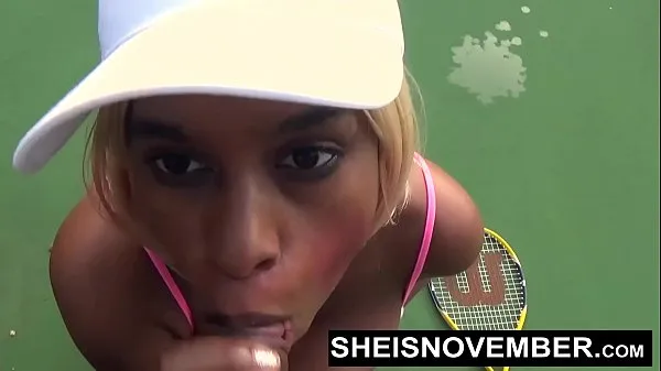 Bedste I'm Sucking A Stranger Big Cock POV On The Public Tennis Court For Beating Me, Busty Ebony Whore Sheisnovember Giving A Blowjob With Her Large Natural Tits And Erect Nipples Out, Exposing Her Big Ass With Upskirt While Walking by Msnovember seje videoer