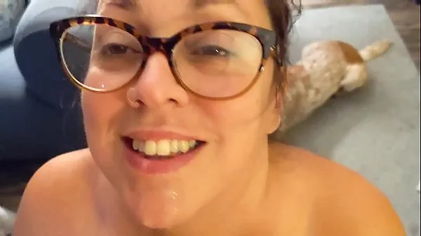 Best Surprise Video - Big Tit Nerd MILF Wife Fucks with a Blowjob and Cumshot Homemade cool Videos