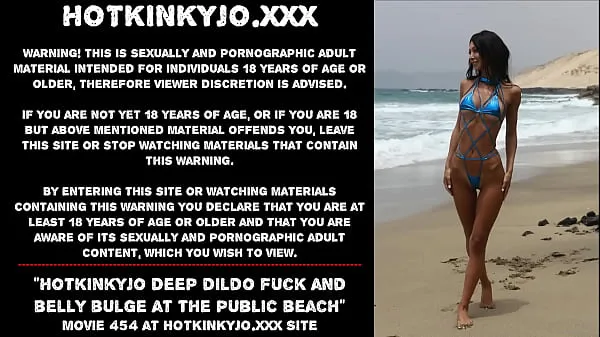 Best Hotkinkyjo deep dildo fuck and belly bulge at the public beach cool Videos