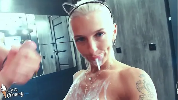 En iyi Bad Cat Blowjob Big Dick and Masturbate Pussy with Milk - Facial POV harika Videolar