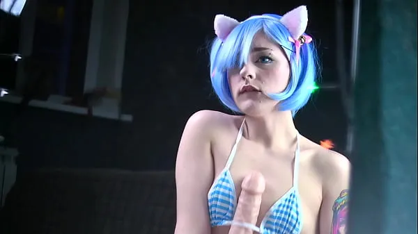 Best Cat girl Rem fuck her holes with this big dildo and squirts while getting orgasm - Cosplay Amateur Spooky Boogie cool Videos