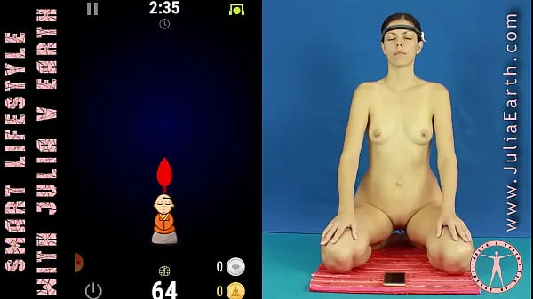 Best Psychic training for Julia. Lesson 1 - Learning mind waves. A naked woman tries to make herself better cool Videos