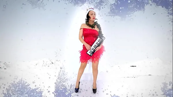 Video Pretty lady secretary dressed as a gnome, Santa's assistant on Christmas eve sejuk terbaik