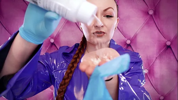 Best ASMR video hot sounding with Arya Grander - blue nitrile gloves fetish close up video kule videoer