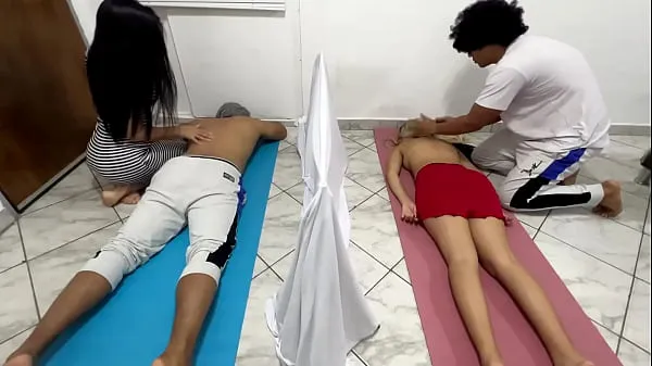 Video The Masseuse Fucks the Girlfriend in a Couples Massage While Her Boyfriend Massages Her Next Door NTR keren terbaik