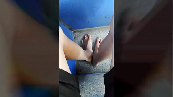 Beste Twink walking barefoot on the road and still no shoe in a tram to the city coole video's